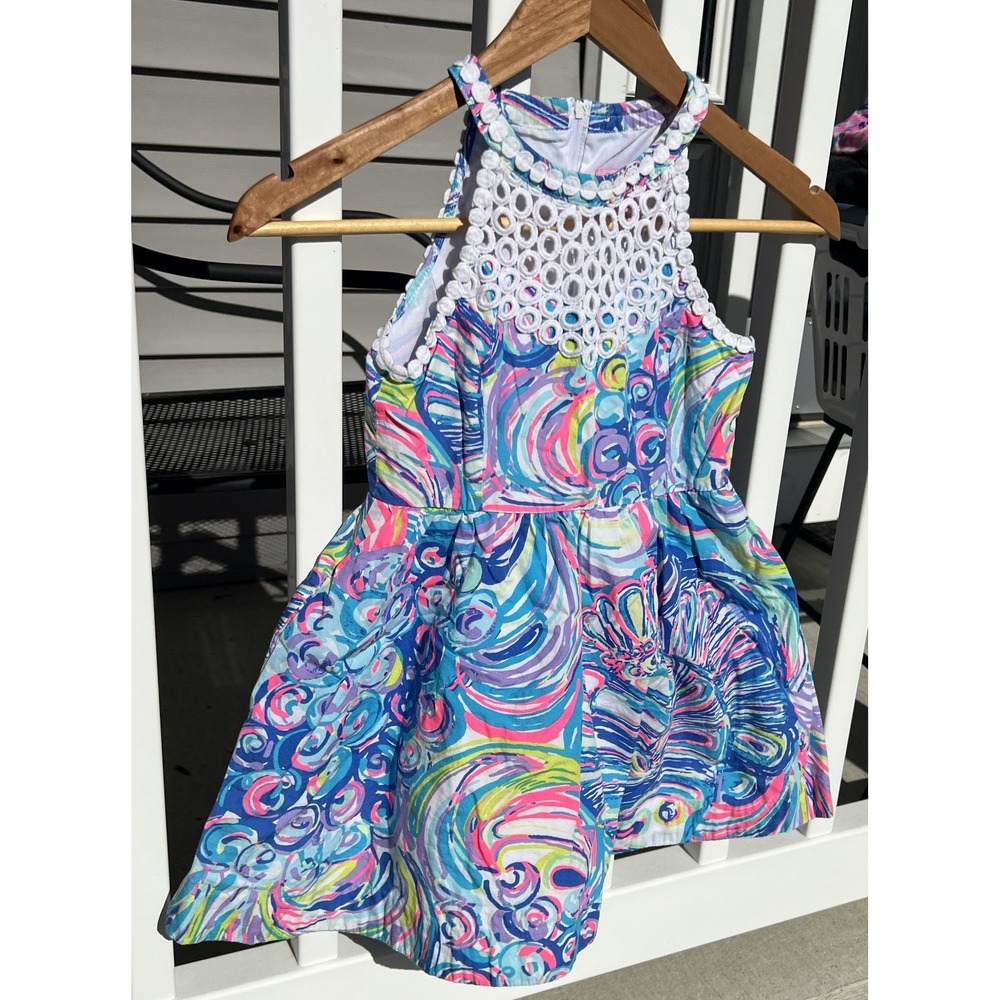 Lilly Pulitzer Dress Girls Size 7 Little Kinley Gillty Pleasure Fit Flare Lace